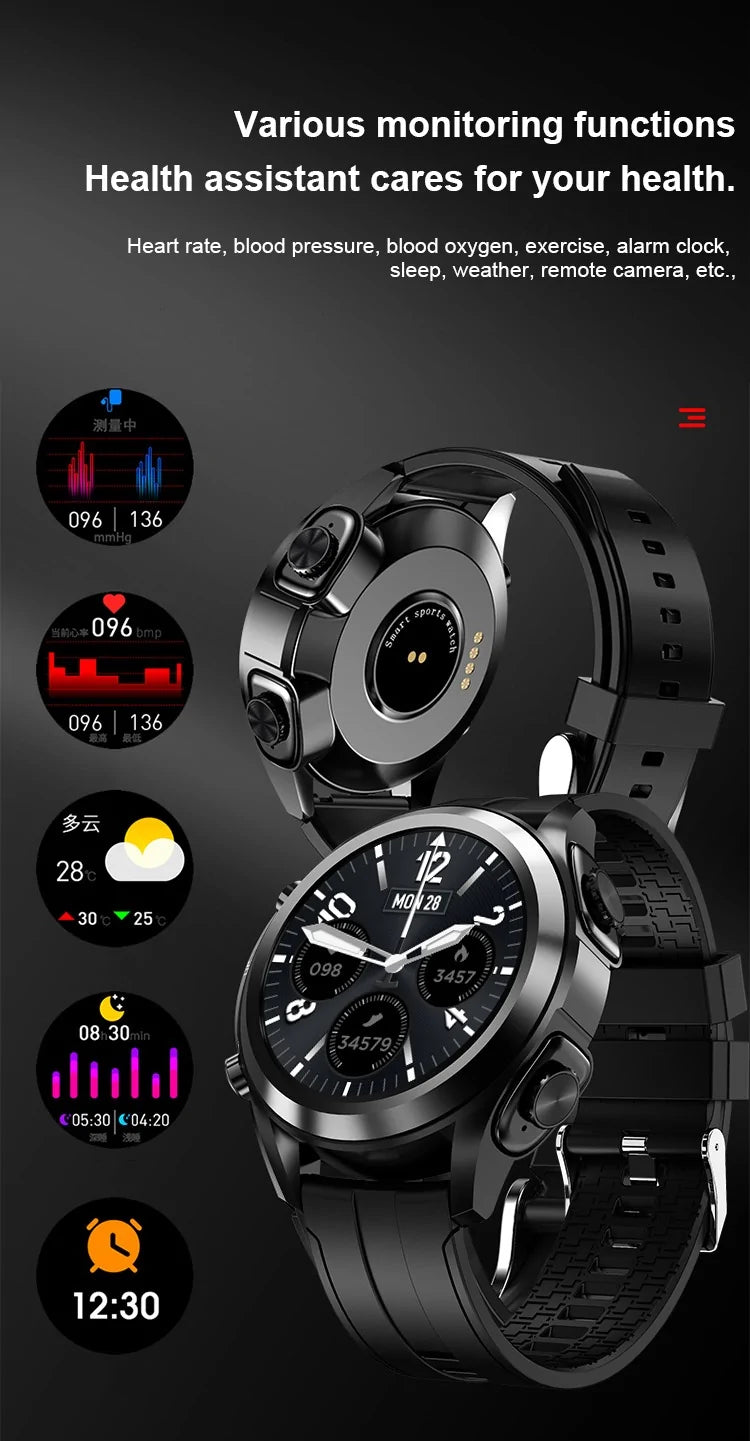 2-in-1 Smartwatch with Built-in Wireless Headphones