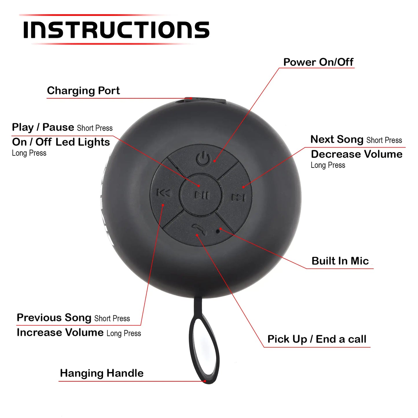Waterproof Bluetooth Shower Speaker